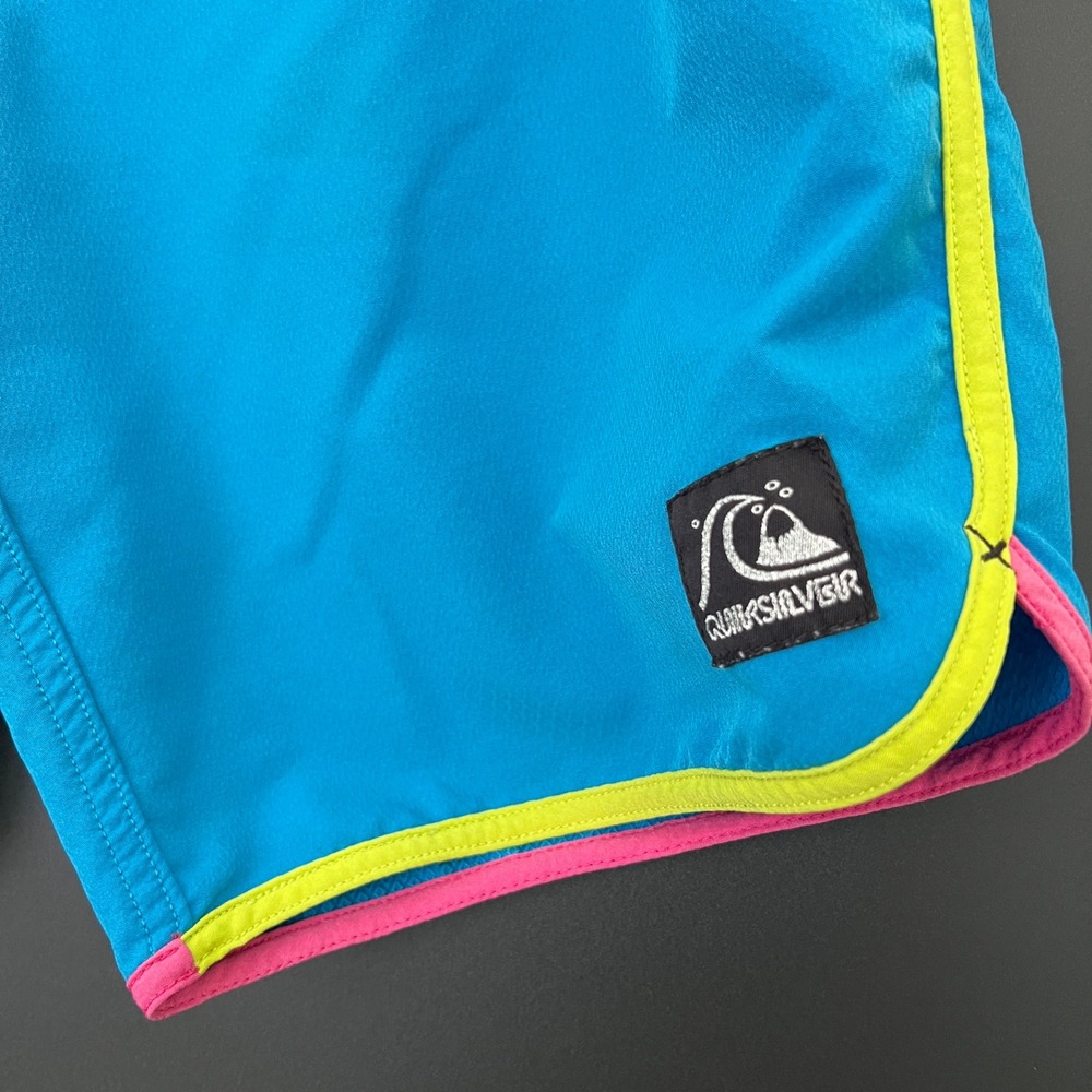 Quiksilver Mens M Loc Scallop Blue Neon Board Shorts Swim Trunks Waist 32 - Picture 3 of 9